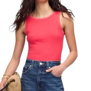 NWT Madewell Regenerative Cotton Essential High Neck Tank Top Red Womens Large
